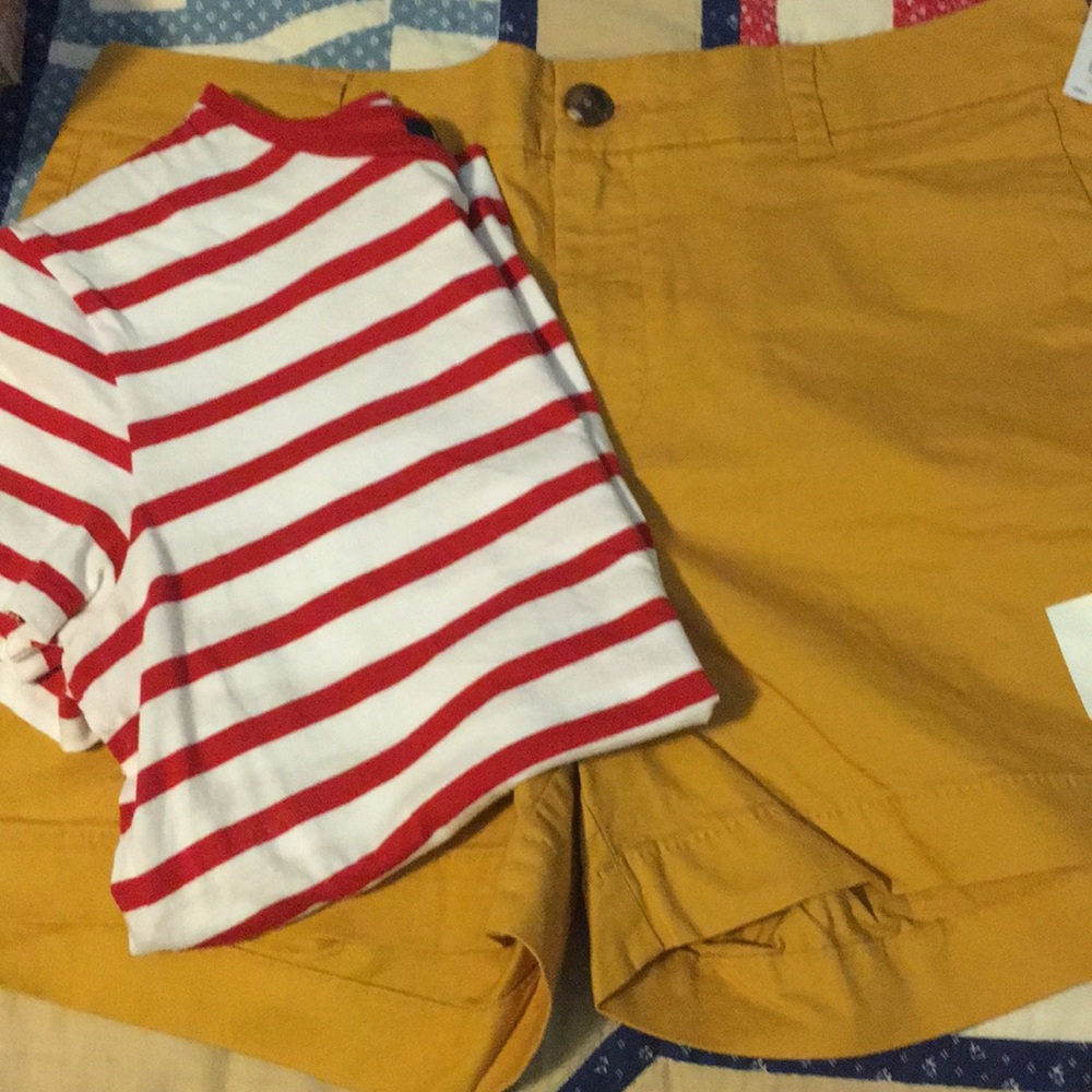 Mustard colored 5 inch shorts